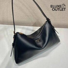 Aimée große Lederschultertasche in Schwarz 23cm