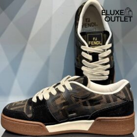 Niedrige Sneaker aus Canvas und schwarzem Wildleder