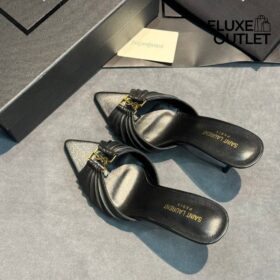 Babylone Mules aus glattem Leder Schwarz 9cm