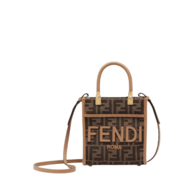 Mini Tasche aus braunem FF-Stoff 17.5 cm