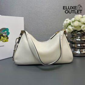 Aimée mittelgroße Lederhandtasche in Weiß 18cm