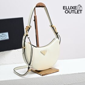 Weiße kleine Lederschultertasche 18.5cm