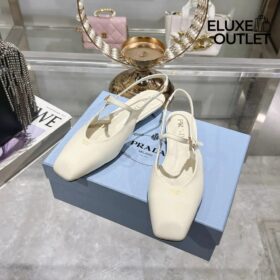 Lackleder Slingback-Ballerinas Elfenbein 1.5cm