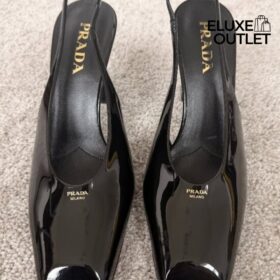 Leder Slingback-Pumps Schwarz 8.5cm