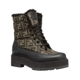 schwarzem Leder und Stoff mit FF-Muster 3 cm