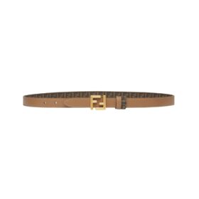 Beidseitiger Gürtel aus mit FF-Muster in brauner Farbe und beige Leder 2cm