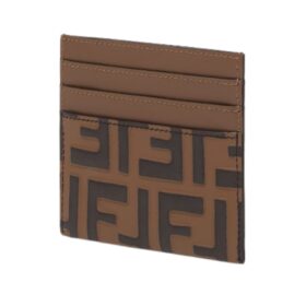 laches Etui für Plastikkarten aus braunem und schwarzem Leder mit FF-Druck 8cm