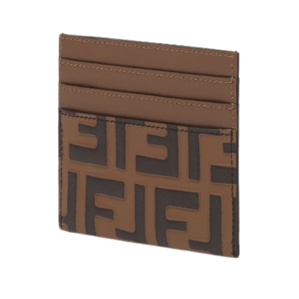 laches Etui für Plastikkarten aus braunem und schwarzem Leder mit FF-Druck 8cm