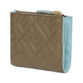 Brieftasche aus grünem Nappaleder mit FF-Muster 9.5cm