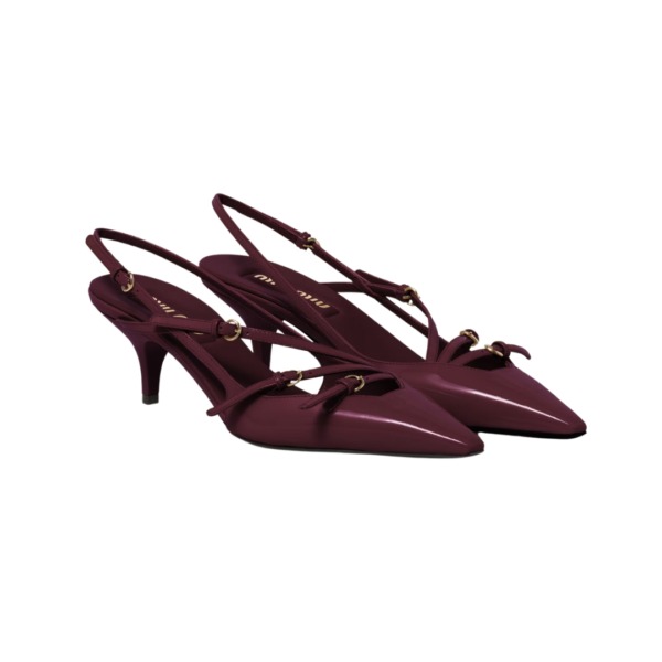 Lackleder-Slingbacks mit Schnallen 5.5cm