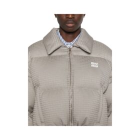 Jacquard Daunenjacke Beige