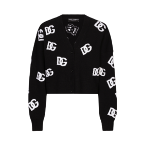Woll-V-Ausschnitt-Pullover mit DG-Logo-Einlage