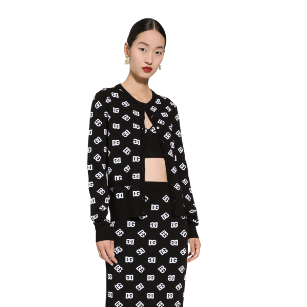 Viskose-Cardigan mit Jacquard-DG-Logo