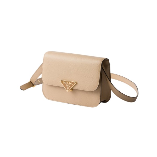 Leder-Schultertasche mit Überschlag in Sandbeige 15cm