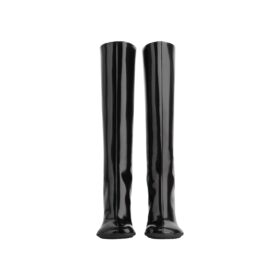 Leder-Kniestiefel Schwarz 9cm
