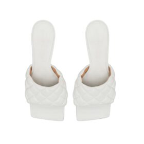 Gepolsterte Leder-Pantolette in Optikweiß 9cm