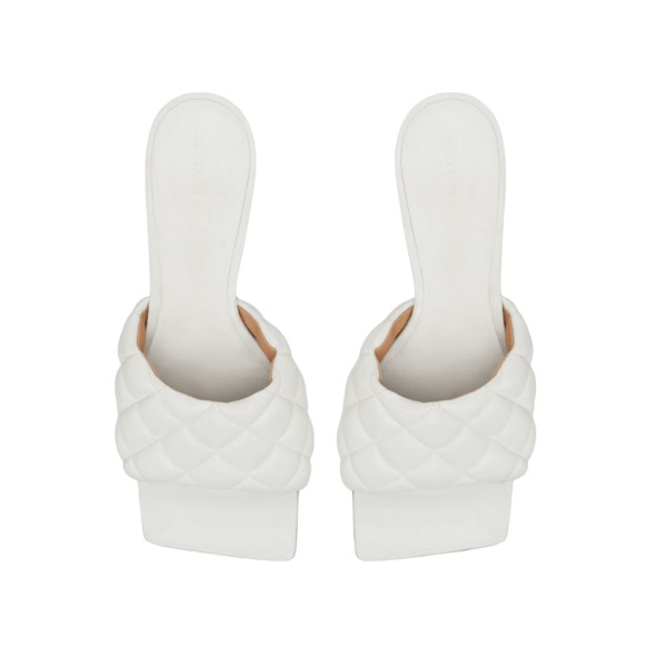 Gepolsterte Leder-Pantolette in Optikweiß 9cm