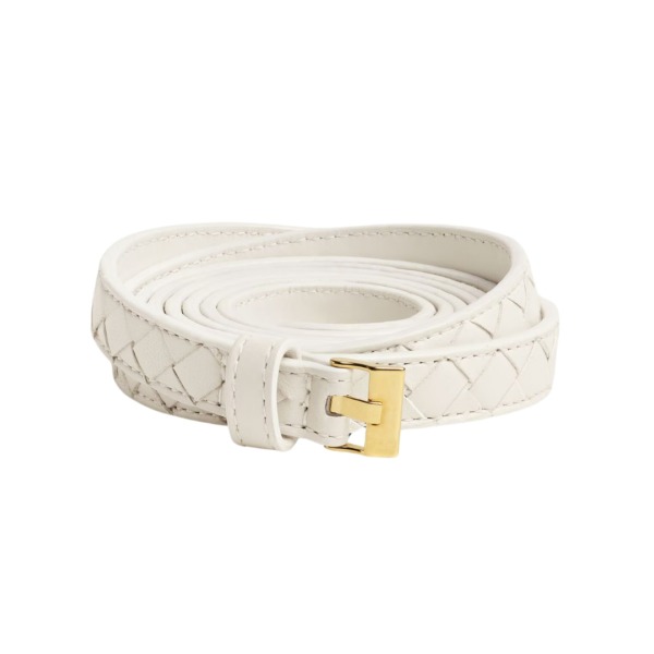 Intrecciato Nappa-Leder Gürtel in Kreide (width) 1.5cm