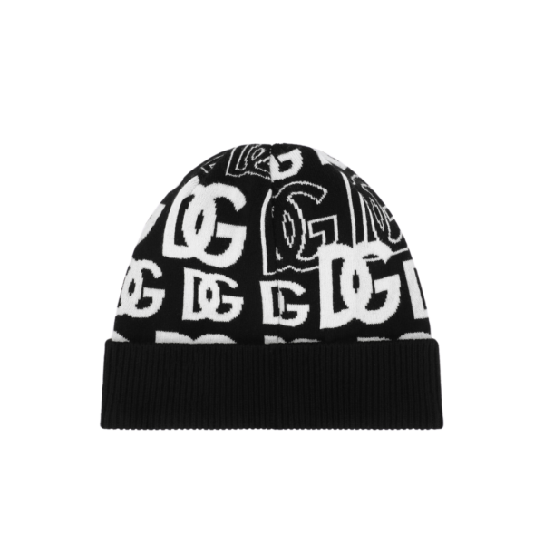 Kaschmir-Mütze mit All-over DG-Logo