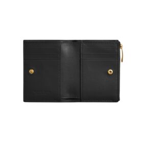 Leder-Geldbörse in Schwarz 11.5cm