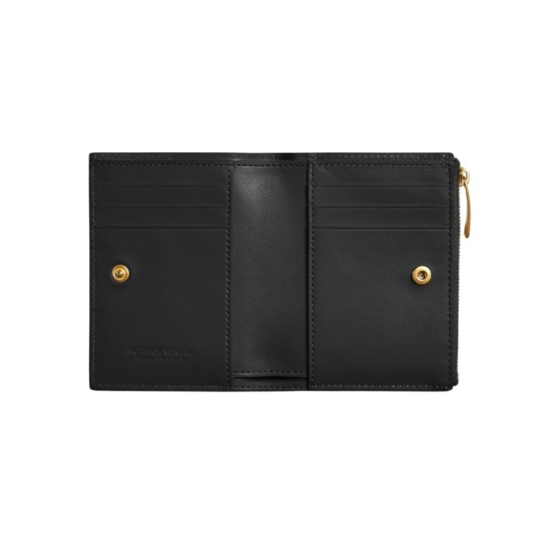Leder-Geldbörse in Schwarz 11.5cm