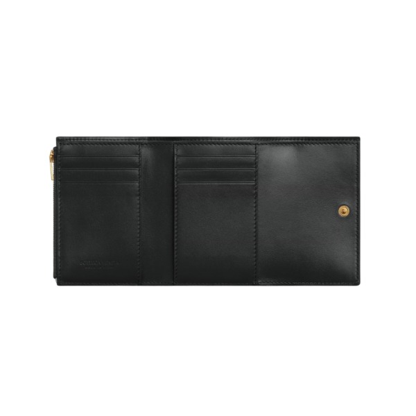 Intreccio Nappa-Geldbörse in Schwarz 9cm