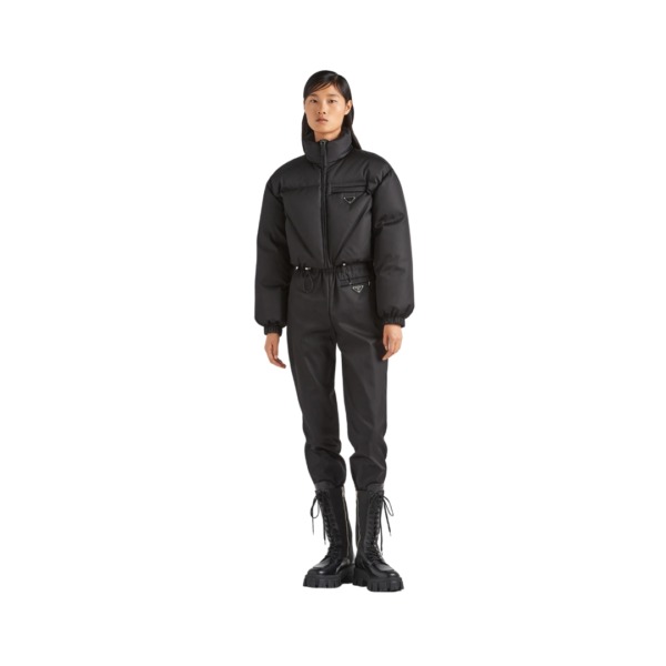 Nylon Gabardine Daunenjacke Schwarz