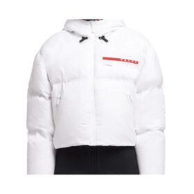 Cropped Pufferjacke Weiß/Rot