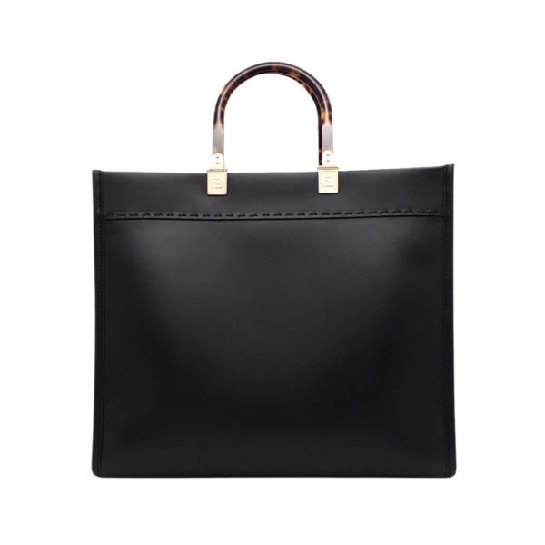 Schwarze Leder-Shoppingtasche 31cm