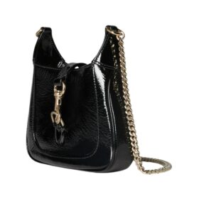 Jackie Notte Tasche aus schwarzem Lackleder 19.5cm