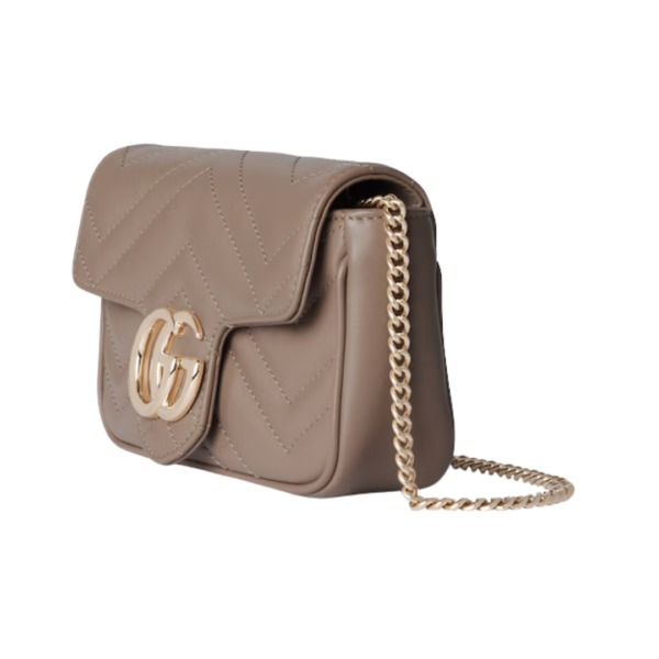 Super-Mini-Tasche aus taupefarbenem Leder 16.5cm