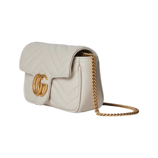 Hellgraue Matelassé-Leder Super-Tasche 16.5cm