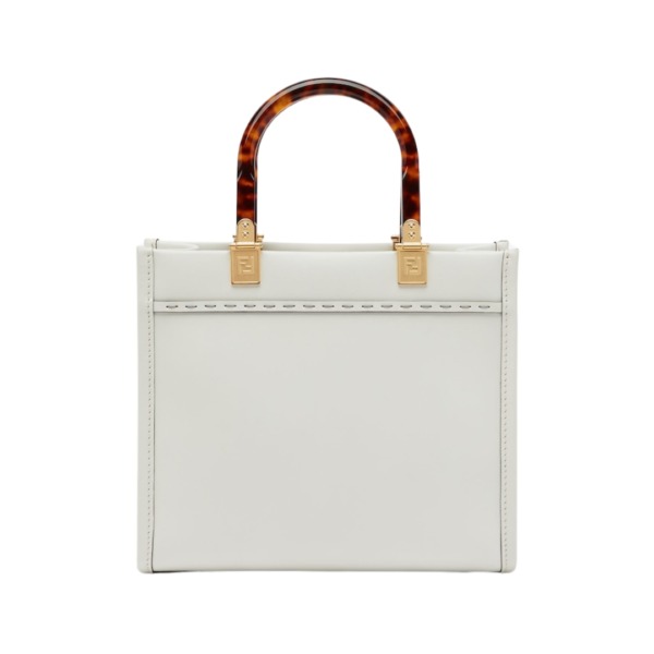 Weiße Leder-Shoppingtasche 22cm