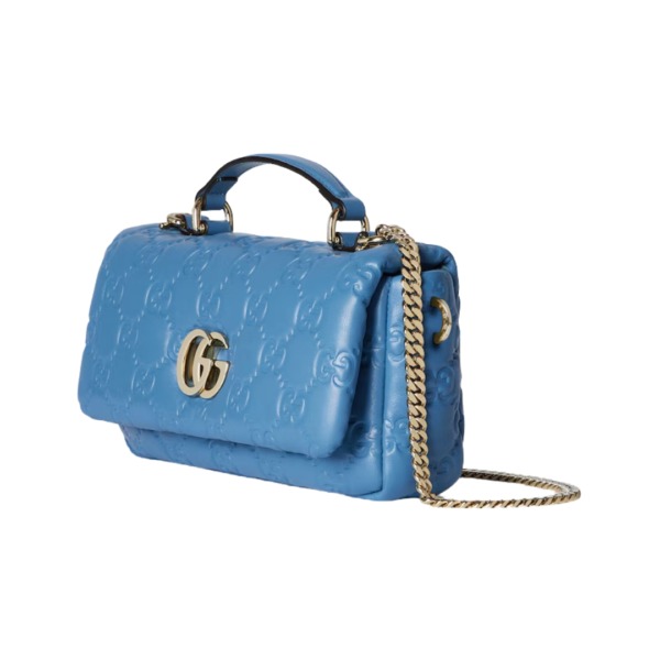 Blaue gesteppte GG-Leder-Tote-Tasche 21.1cm
