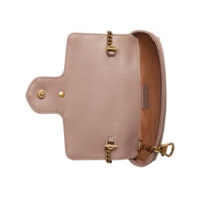 Zartrosa Matelassé-Leder Super-Mini-Tasche 21.1cm