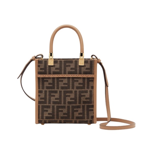 Mini Tasche aus braunem FF-Stoff 17.5 cm