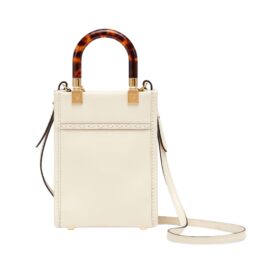 Mini Tasche aus weißem Leder 18 cm