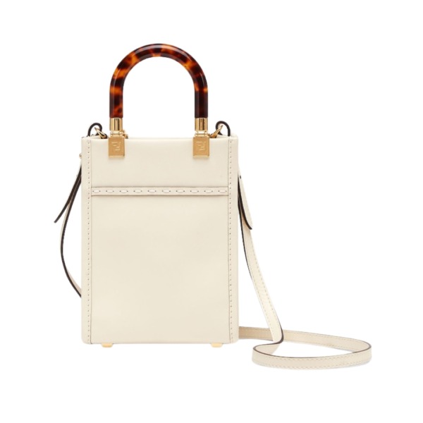 Mini Tasche aus weißem Leder 18 cm