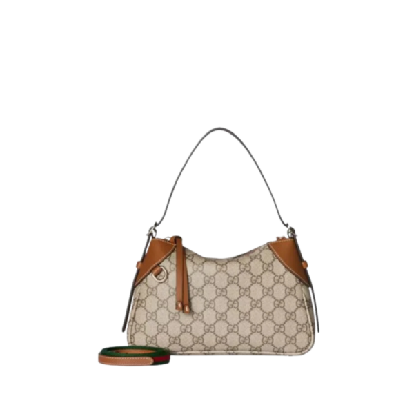 GG Emblem Schultertasche Dunkelbraun 24.5cm