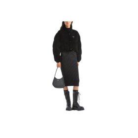 Wandelbare Samt-Daunenjacke Schwarz