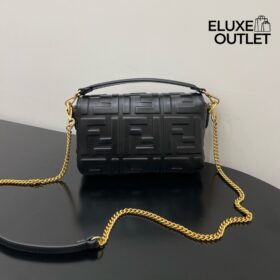 Schwarze Nappaleder-Tasche mit FF-Muster 13cm