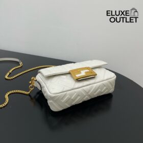Weiße Nappaleder-Tasche mit FF-Muster 13cm