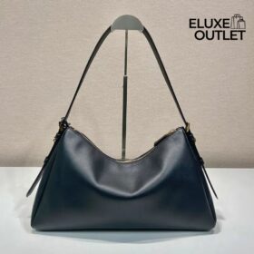 Aimée große Lederschultertasche in Schwarz 23cm
