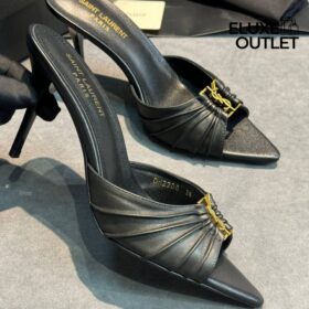 Babylone Mules aus glattem Leder Schwarz 9cm