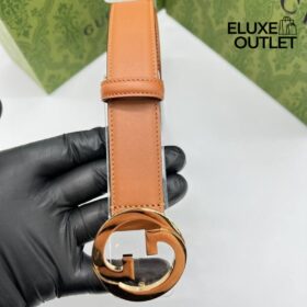 Braunes Leder mit Kontrastnähten 3cm