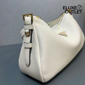 Aimée mittelgroße Lederhandtasche in Weiß 18cm