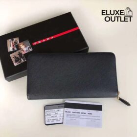 Große Saffiano-Leder in Schwarz 9.5cm