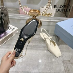 Lackleder Slingback-Ballerinas Elfenbein 1.5cm