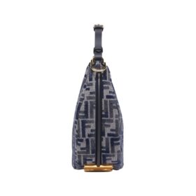 Ledertasche aus dunkelblauer FF-Chenille  24.5cm
