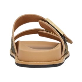 Braune Stoff-Slipper mit FF-Muster